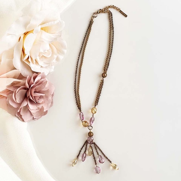 COCCINELLE Vintage Y Drop Cascading Bead Necklace - Picture 2 of 12